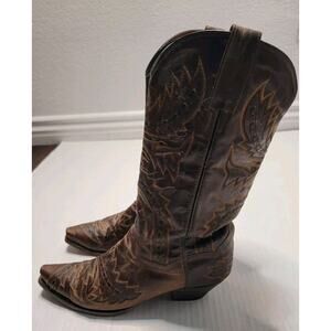 Dan Post Womens Boots Size 9M Sidewinder Brown Leather Western Rockabilly Rodeo